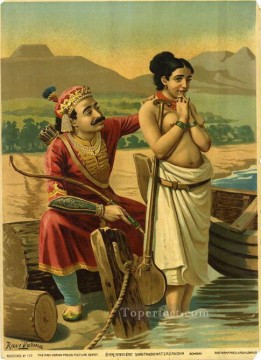  Ravi Canvas - SHANTANOO MATSAGANDHA Raja Ravi Varma Indians